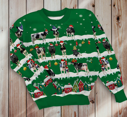 Cows in Snow - Merry Christmas -  Unisex Sweatshirt and Pants - myfunfarm