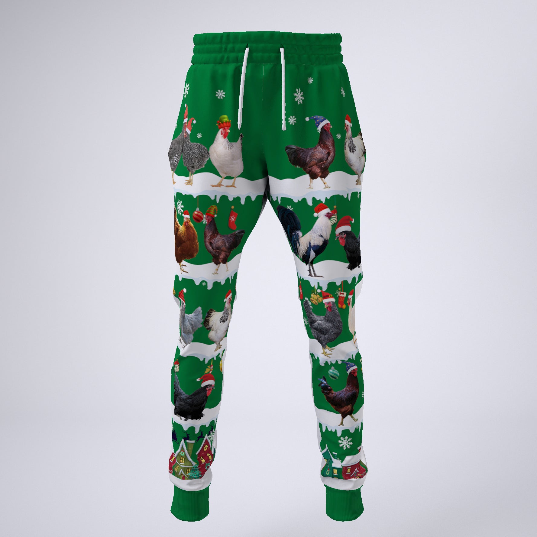 Chickens in Snow - Merry Christmas - Unisex Sweatshirt and Pants - myfunfarm