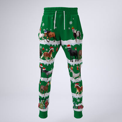 Horses in Snow - Merry Christmas - Unisex Sweatshirt and Pants - myfunfarm