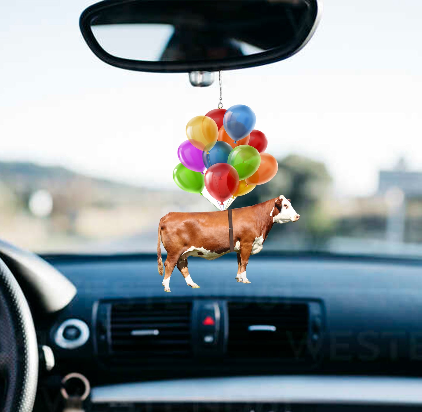 Cattle breeds Fly With Bubbles Car Hanging Ornament-2D Effect