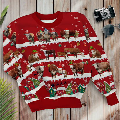 Hereford cattle in snow - Merry Christmas -  Unisex Sweatshirt and Pants