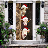 Hereford cattle Door Cover - Merry Christmas Cow Lovers