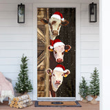 Hereford cattle Door Cover - Merry Christmas Cow Lovers