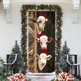 Hereford cattle Door Cover - Merry Christmas Cow Lovers