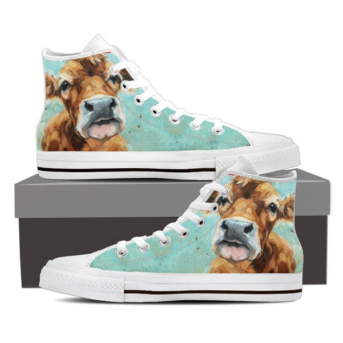 Cow painting style - High-Top Shoe WOMEN'S and MEN'S - myfunfarm - clothing acceessories shoes for cow lovers, pig, horse, cat, sheep, dog, chicken, goat farmer
