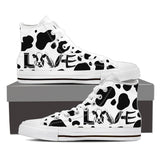 Cow Pattern icon LOVE - High-Top Shoe WOMEN'S and MEN'S - myfunfarm - clothing acceessories shoes for cow lovers, pig, horse, cat, sheep, dog, chicken, goat farmer