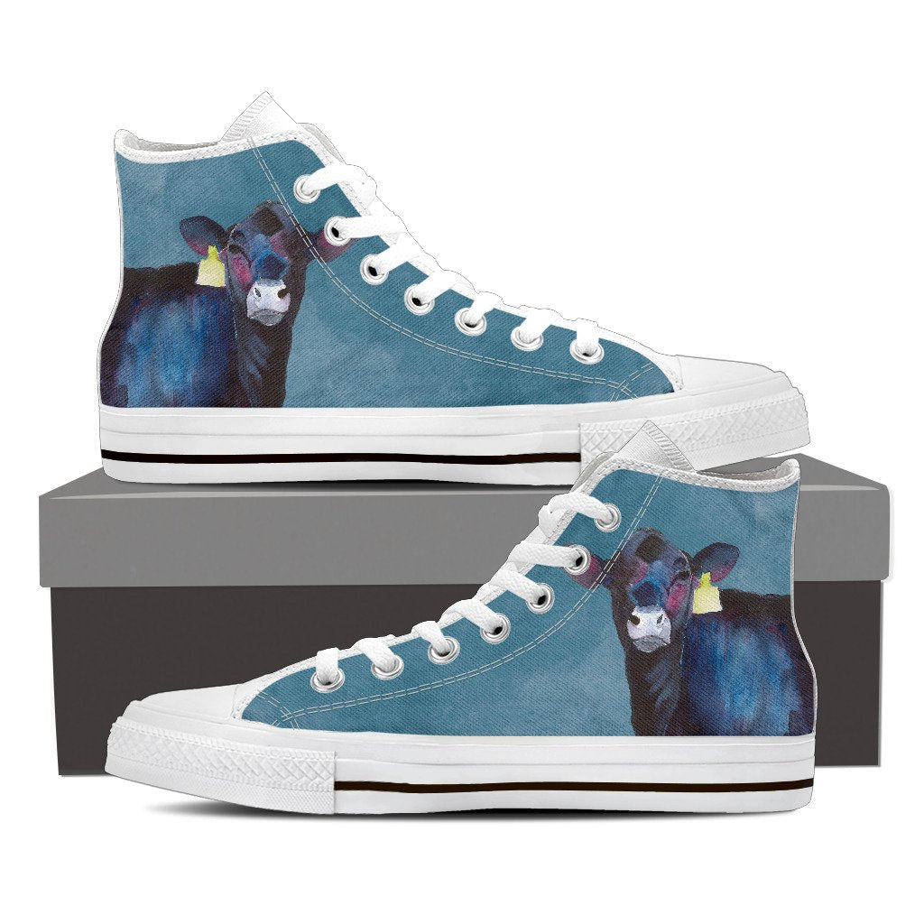 Angus black - High-Top Shoe WOMEN'S and MEN'S - myfunfarm - clothing acceessories shoes for cow lovers, pig, horse, cat, sheep, dog, chicken, goat farmer