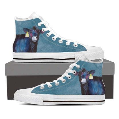 Angus black - High-Top Shoe WOMEN'S and MEN'S - myfunfarm - clothing acceessories shoes for cow lovers, pig, horse, cat, sheep, dog, chicken, goat farmer