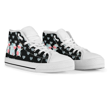 Cute Cow milk  - High-Top Shoe WOMEN'S and MEN'S - myfunfarm - clothing acceessories shoes for cow lovers, pig, horse, cat, sheep, dog, chicken, goat farmer