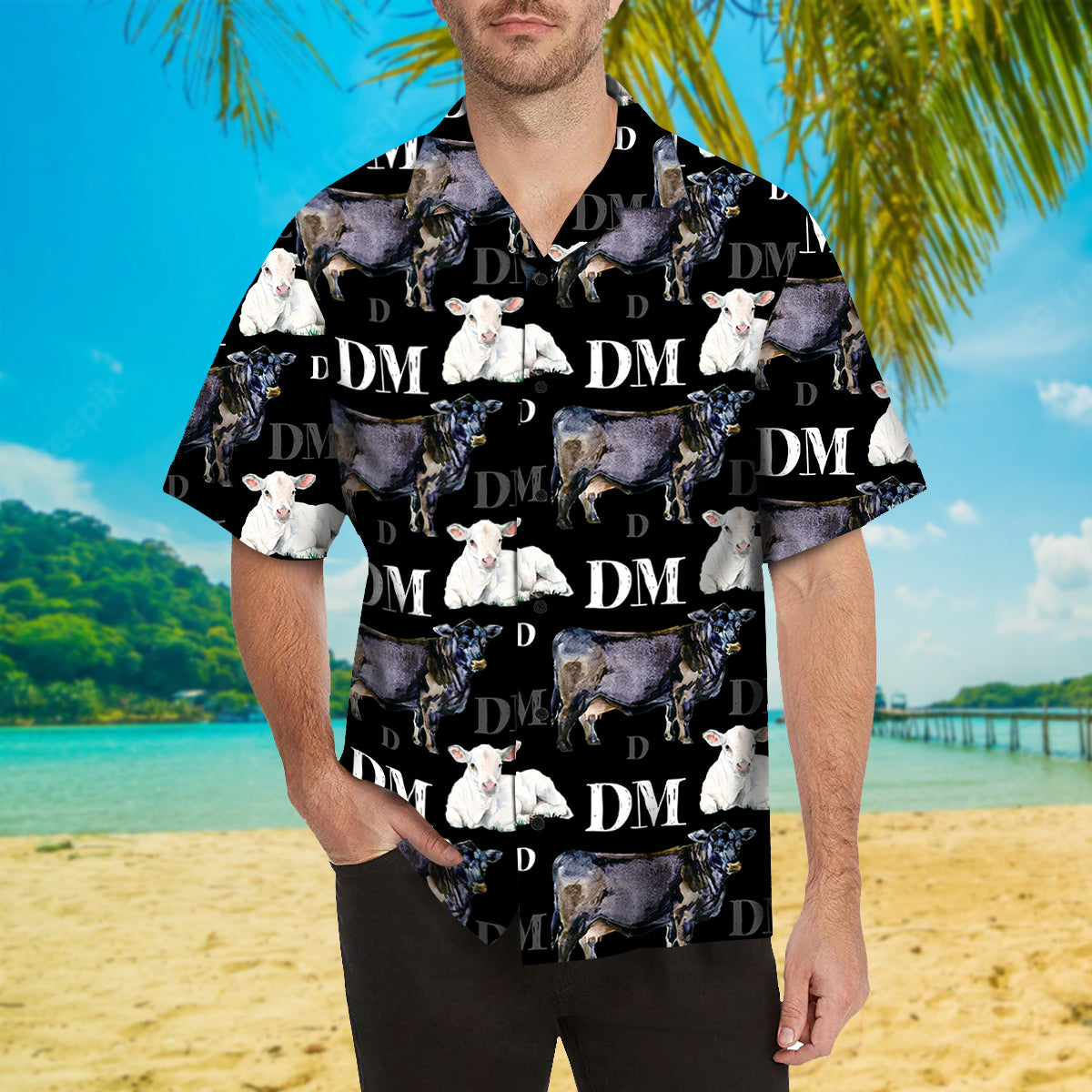 Cattle pattern - Personalized Custom Name Unisex Hawaiian Shirt, Shorts for adult and youth