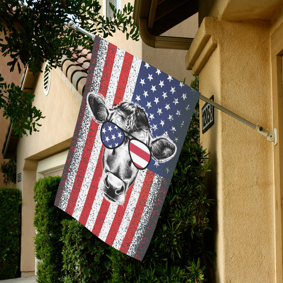 Flag print cow - 4th of july - myfunfarm - clothing acceessories shoes for cow lovers, pig, horse, cat, sheep, dog, chicken, goat farmer