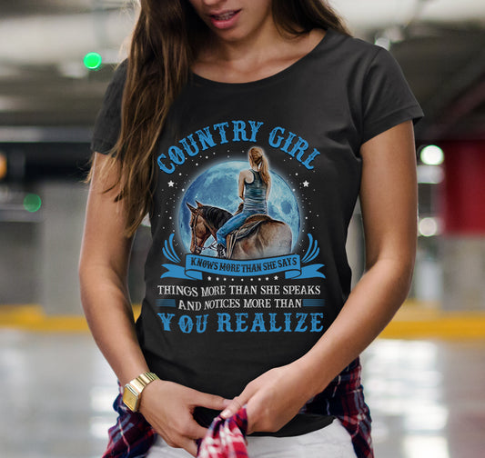 country girl knows more than she says - unisex  t-shirt , Hoodies - myfunfarm
