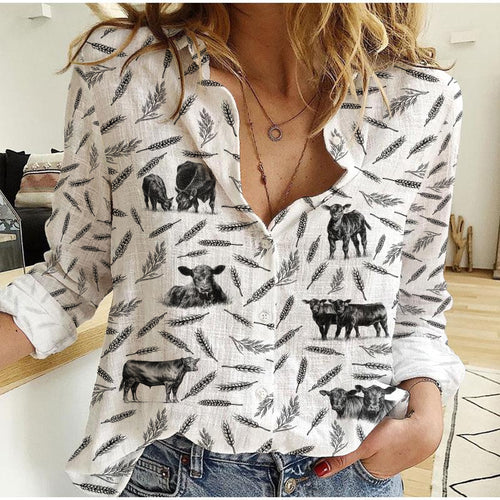 Cattle Pattern Women Linen Shirt & Shorts