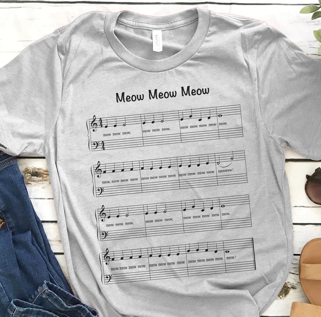 Meow Meow Meow Sheet music - funny design unisex  t-shirt , Hoodies