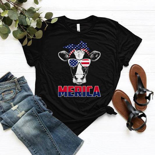 Merica cow lovers - funny design unisex  t-shirt , Hoodies - myfunfarm