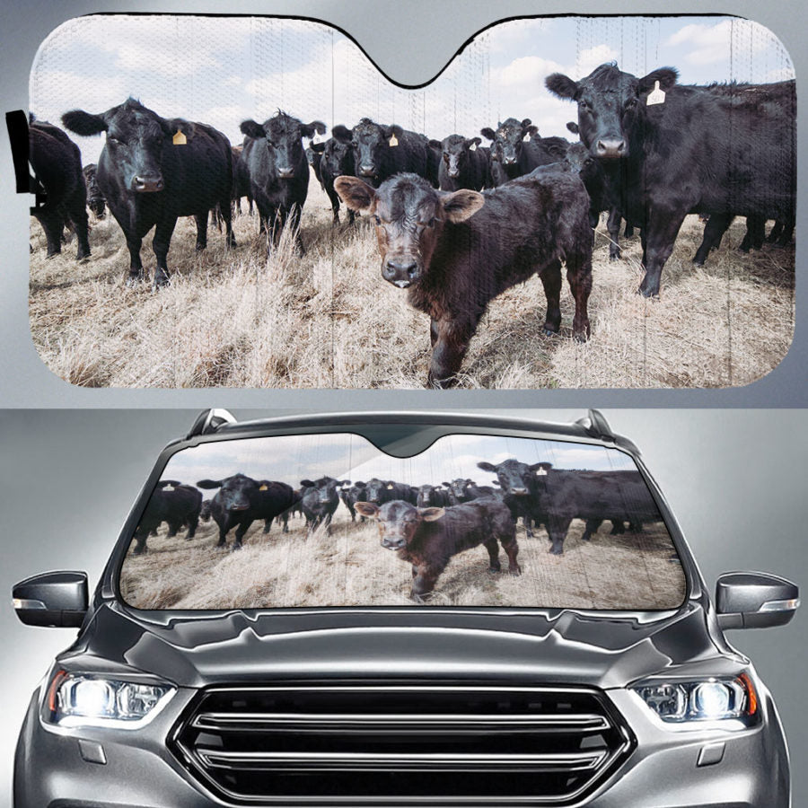 Angus cute  print Auto Sun Shade - myfunfarm - clothing acceessories shoes for cow lovers, pig, horse, cat, sheep, dog, chicken, goat farmer