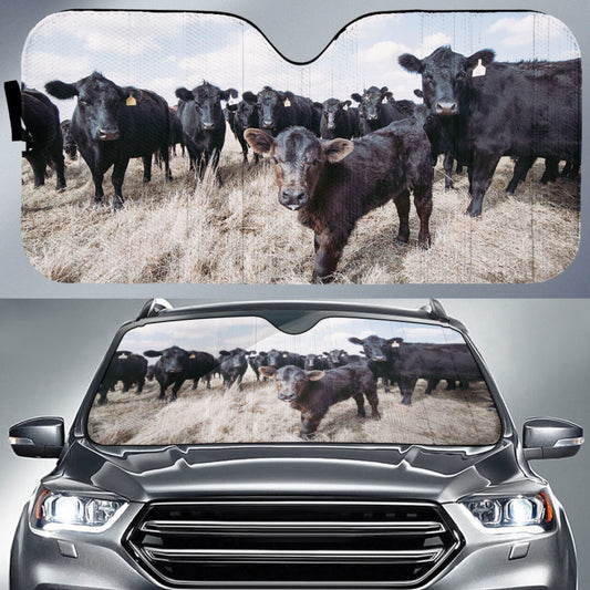 Angus cute  print Auto Sun Shade - myfunfarm - clothing acceessories shoes for cow lovers, pig, horse, cat, sheep, dog, chicken, goat farmer