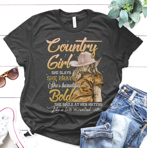 country girl she slays she prays shes beautiful - unisex  t-shirt , Hoodies