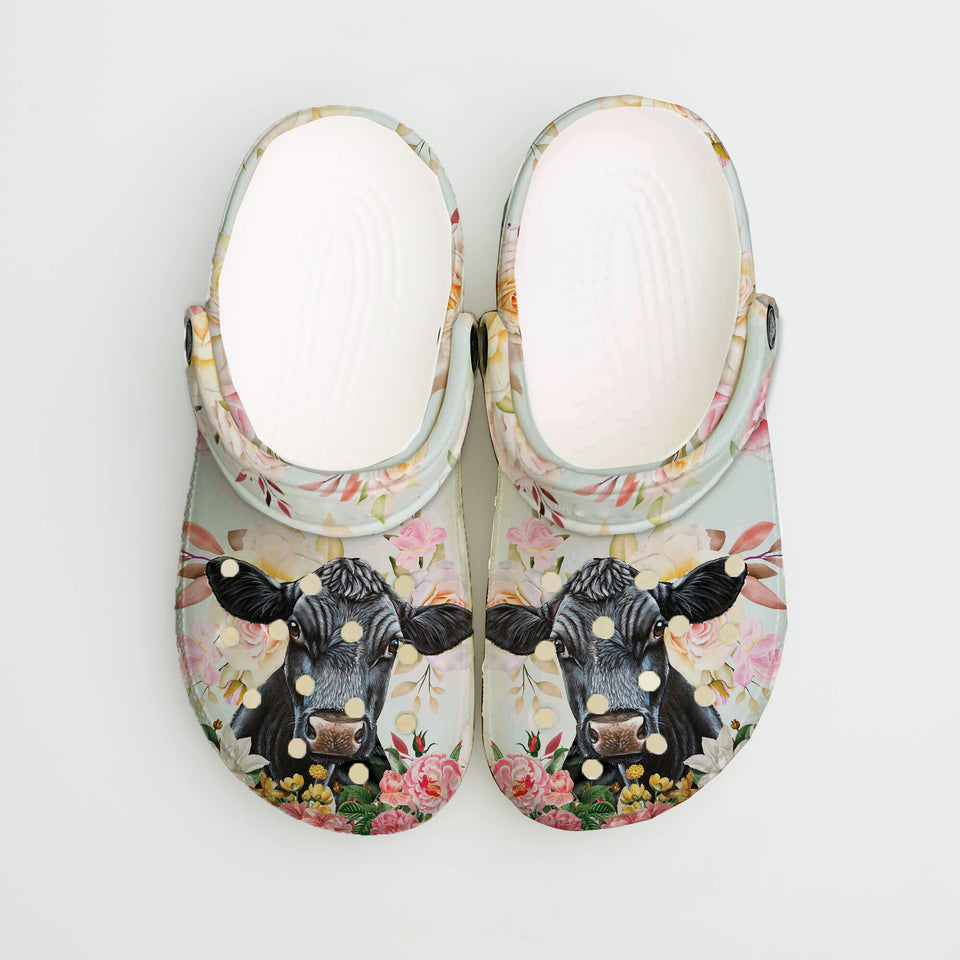 Cute Cattle and rosesflowers - Classic Clog