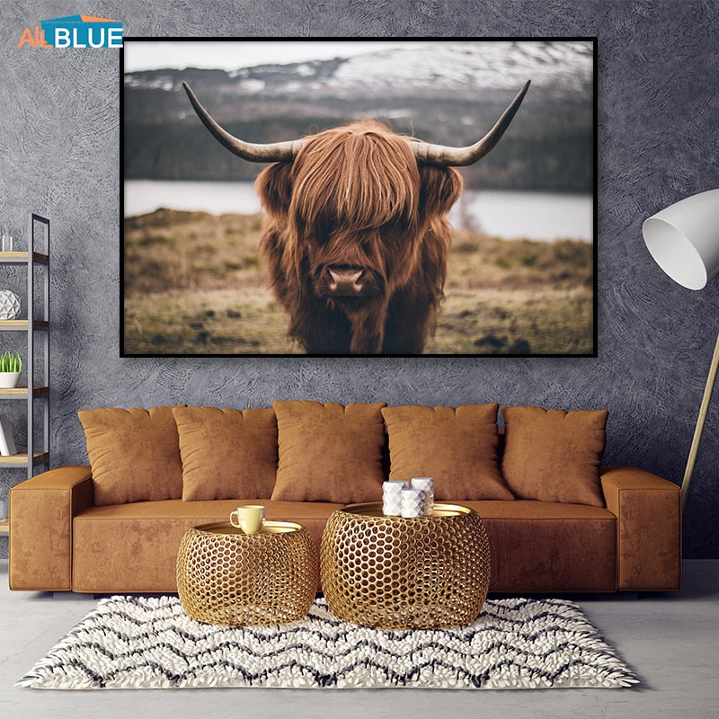Highland Cow Canvas Art Prints - myfunfarm
