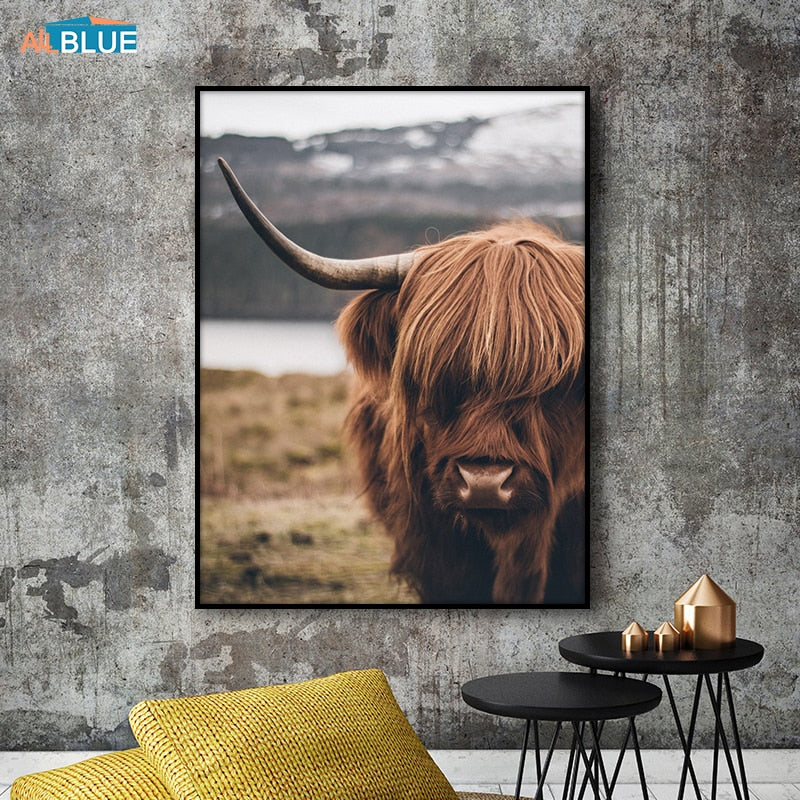 Highland Cow Canvas Art Prints - myfunfarm