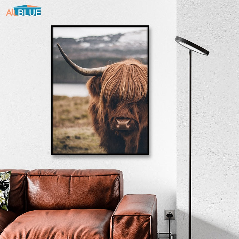 Highland Cow Canvas Art Prints - myfunfarm