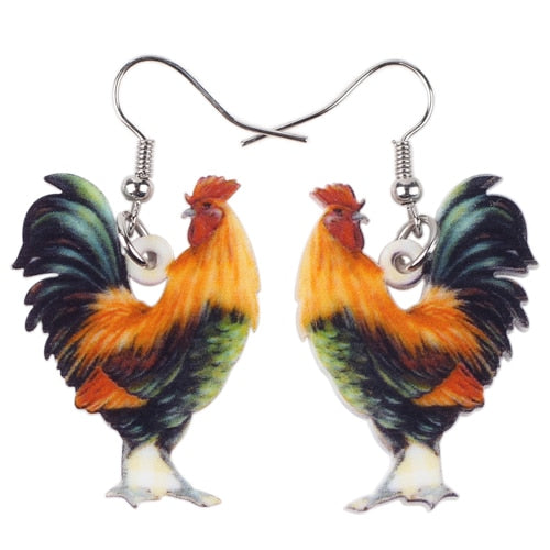 Acrylic Floral Chicken Hen Earrings  For Women, Girls, Teens - myfunfarm