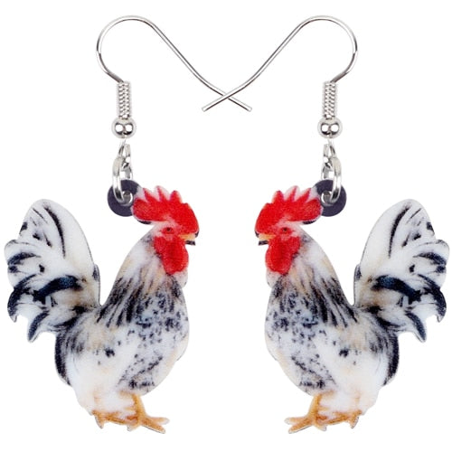 Acrylic Floral Chicken Hen Earrings  For Women, Girls, Teens - myfunfarm