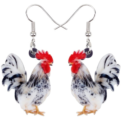 Acrylic Floral Chicken Hen Earrings  For Women, Girls, Teens - myfunfarm