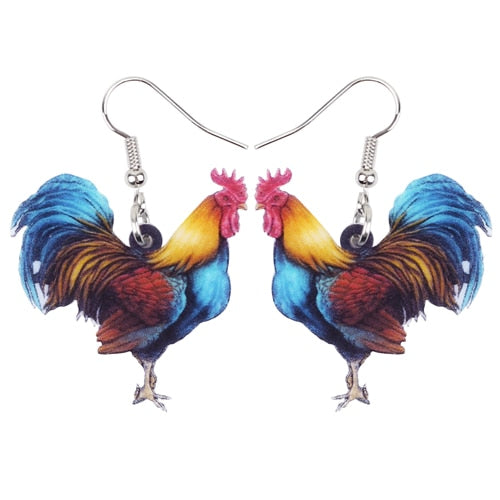 Acrylic Floral Chicken Hen Earrings  For Women, Girls, Teens - myfunfarm