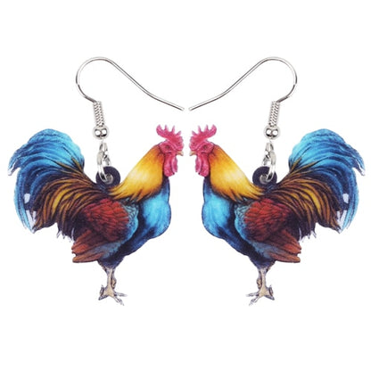 Acrylic Floral Chicken Hen Earrings  For Women, Girls, Teens - myfunfarm