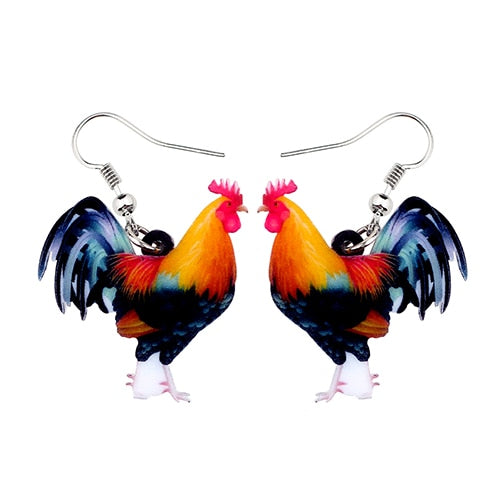 Acrylic Floral Chicken Hen Earrings  For Women, Girls, Teens - myfunfarm