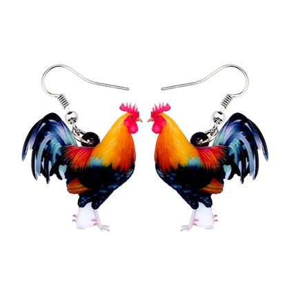 Acrylic Floral Chicken Hen Earrings  For Women, Girls, Teens - myfunfarm