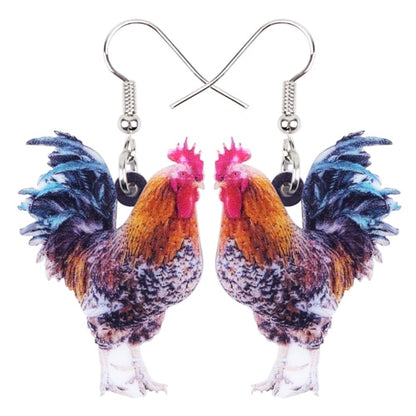 Acrylic Floral Chicken Hen Earrings  For Women, Girls, Teens - myfunfarm