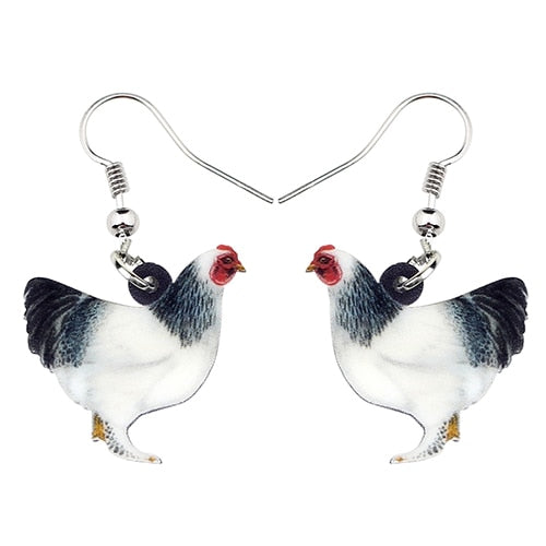 Acrylic Floral Chicken Hen Earrings  For Women, Girls, Teens - myfunfarm