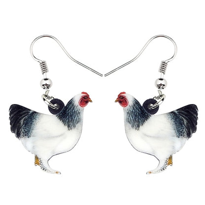 Acrylic Floral Chicken Hen Earrings  For Women, Girls, Teens - myfunfarm