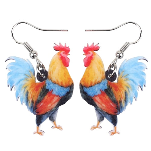 Acrylic Floral Chicken Hen Earrings  For Women, Girls, Teens - myfunfarm