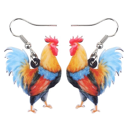 Acrylic Floral Chicken Hen Earrings  For Women, Girls, Teens - myfunfarm