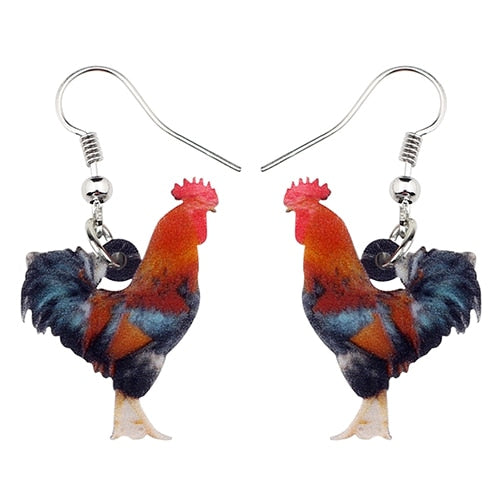 Acrylic Floral Chicken Hen Earrings  For Women, Girls, Teens - myfunfarm