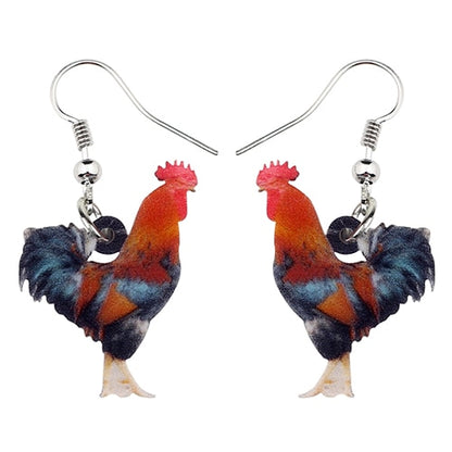 Acrylic Floral Chicken Hen Earrings  For Women, Girls, Teens - myfunfarm