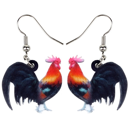 Acrylic Floral Chicken Hen Earrings  For Women, Girls, Teens - myfunfarm