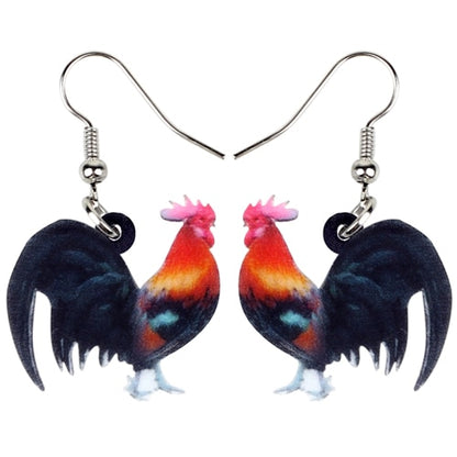 Acrylic Floral Chicken Hen Earrings  For Women, Girls, Teens - myfunfarm