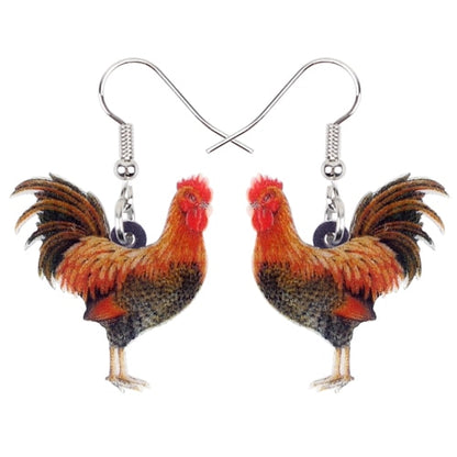 Acrylic Floral Chicken Hen Earrings  For Women, Girls, Teens - myfunfarm