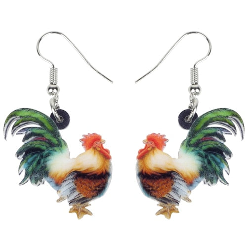 Acrylic Floral Chicken Hen Earrings  For Women, Girls, Teens - myfunfarm