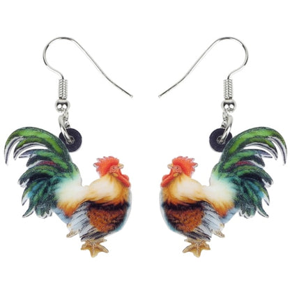 Acrylic Floral Chicken Hen Earrings  For Women, Girls, Teens - myfunfarm