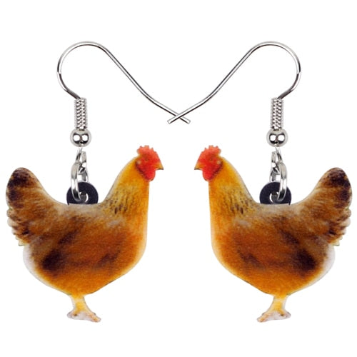 Acrylic Floral Chicken Hen Earrings  For Women, Girls, Teens - myfunfarm