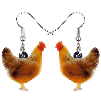 Acrylic Floral Chicken Hen Earrings  For Women, Girls, Teens - myfunfarm