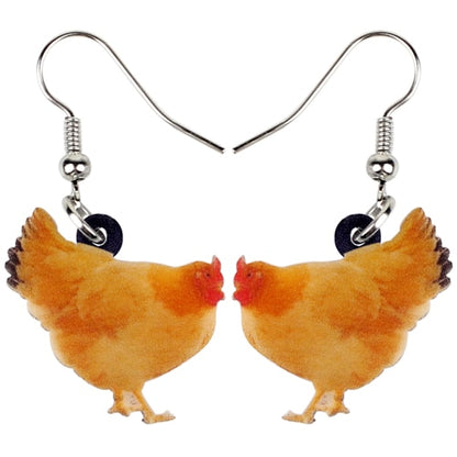 Acrylic Floral Chicken Hen Earrings  For Women, Girls, Teens - myfunfarm