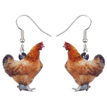 Acrylic Floral Chicken Hen Earrings  For Women, Girls, Teens - myfunfarm