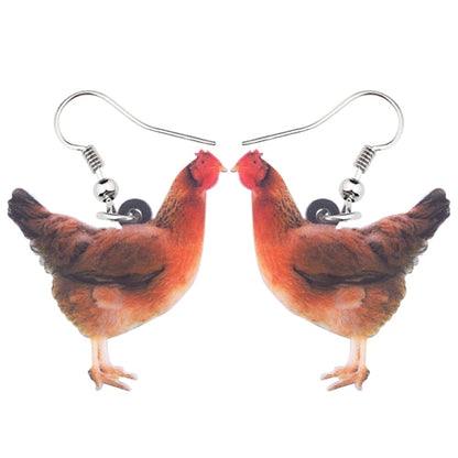 Acrylic Floral Chicken Hen Earrings  For Women, Girls, Teens - myfunfarm